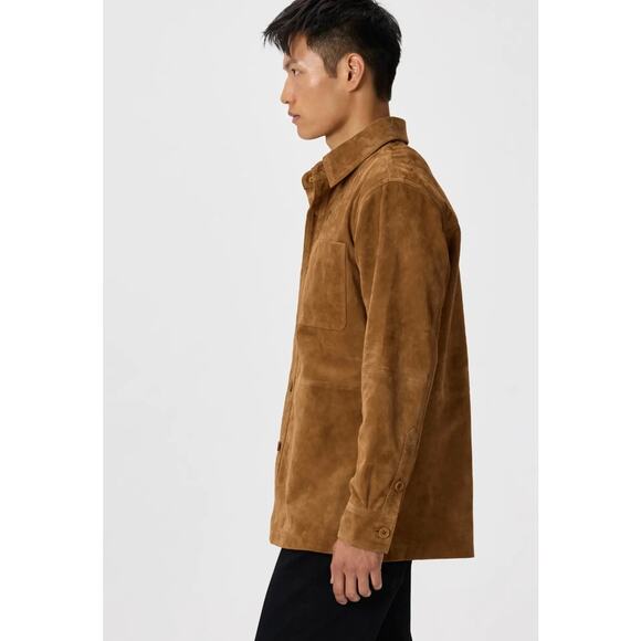 Quince Suede Overshirt Chestnut Brown Size L NWT - Picture 4 of 7